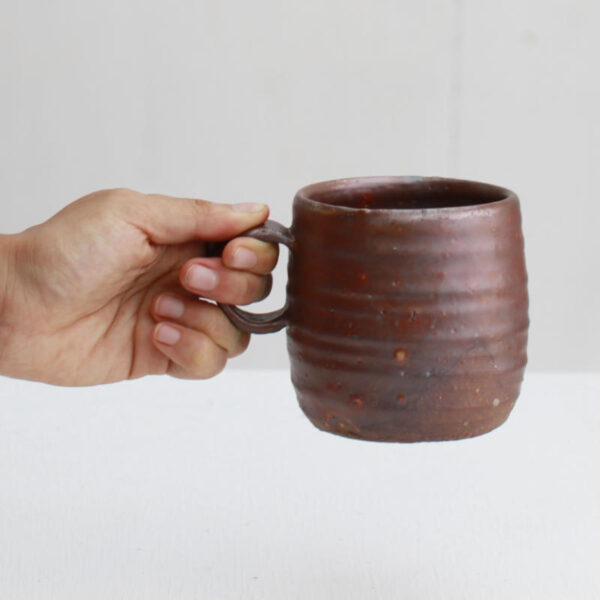 Kjell Hahn Anagama Fired Ceramic hand Anagama Fired Mug with Shino Glaze