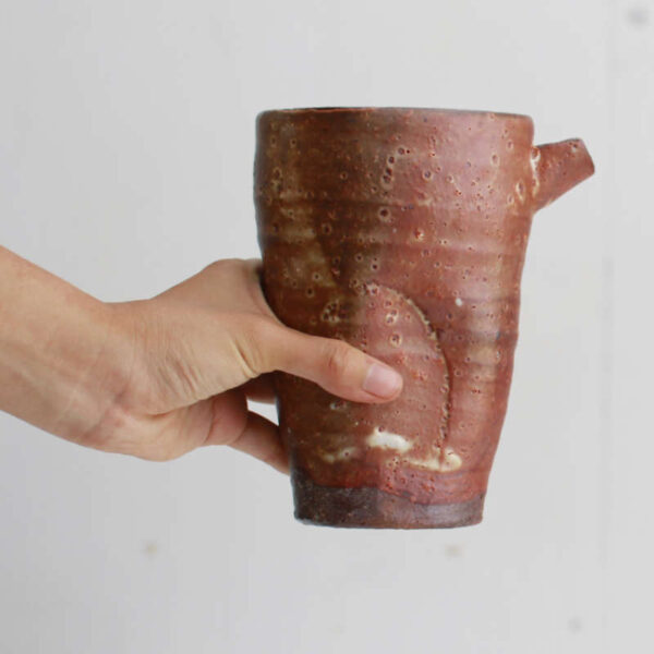 Anagama Fired Pitcher with Shino Glaze
