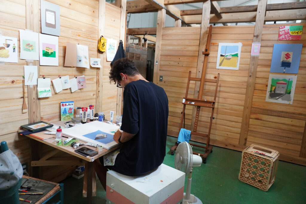 2025_Group3_ArtistStudios1 Artist César Pelizer in the Shiro Oni Art Center Workspace studios