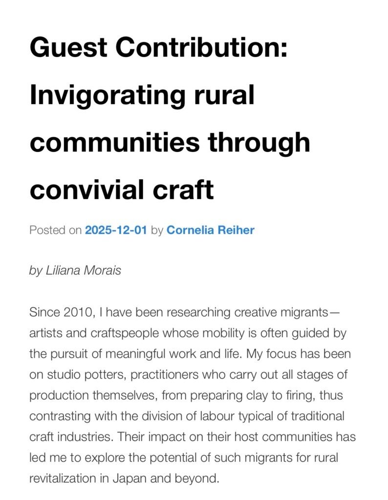 Guest Contribution: Invigorating rural communities through convivial craft - Shiro Oni Studio